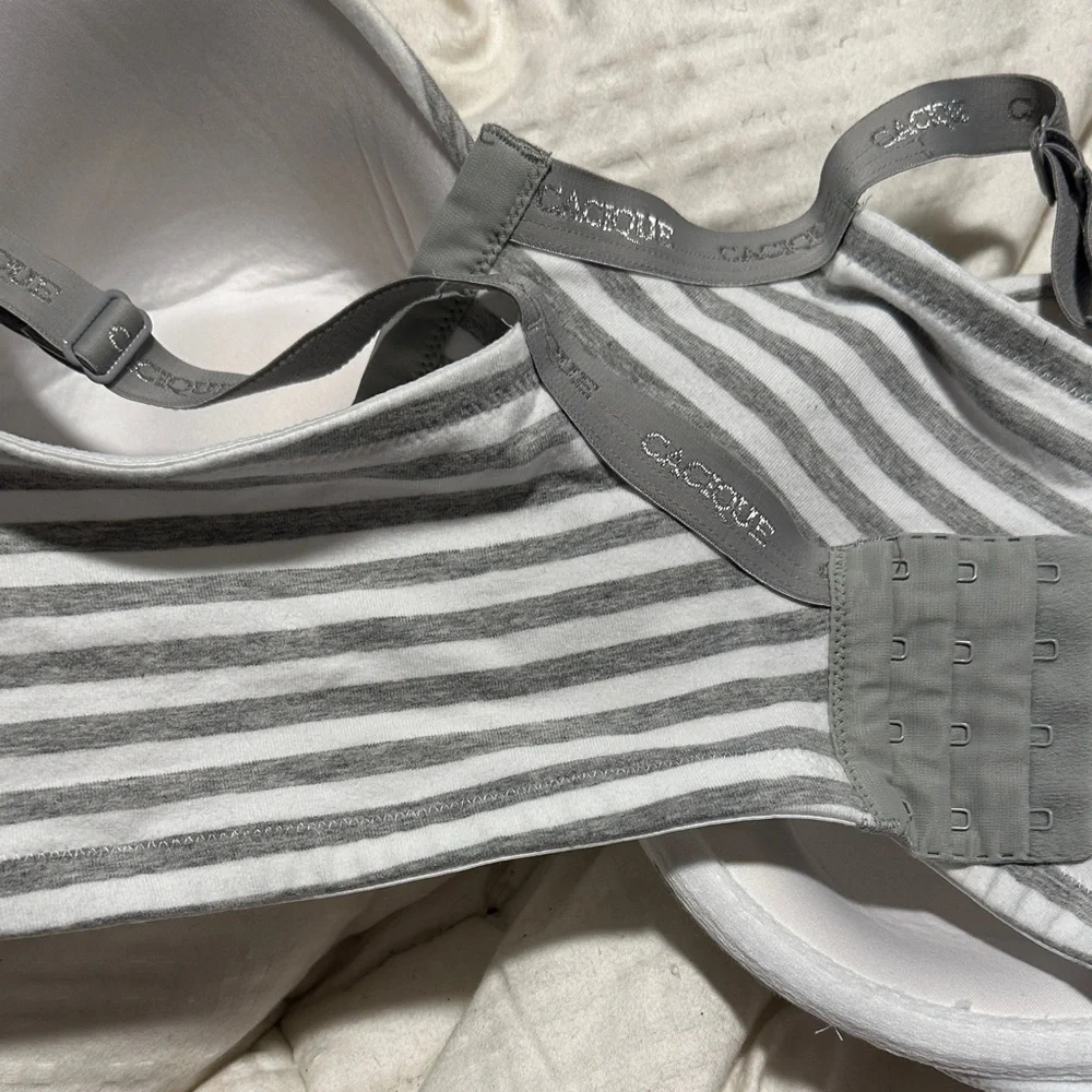 Cacique Gray and White Striped‎ Bra
